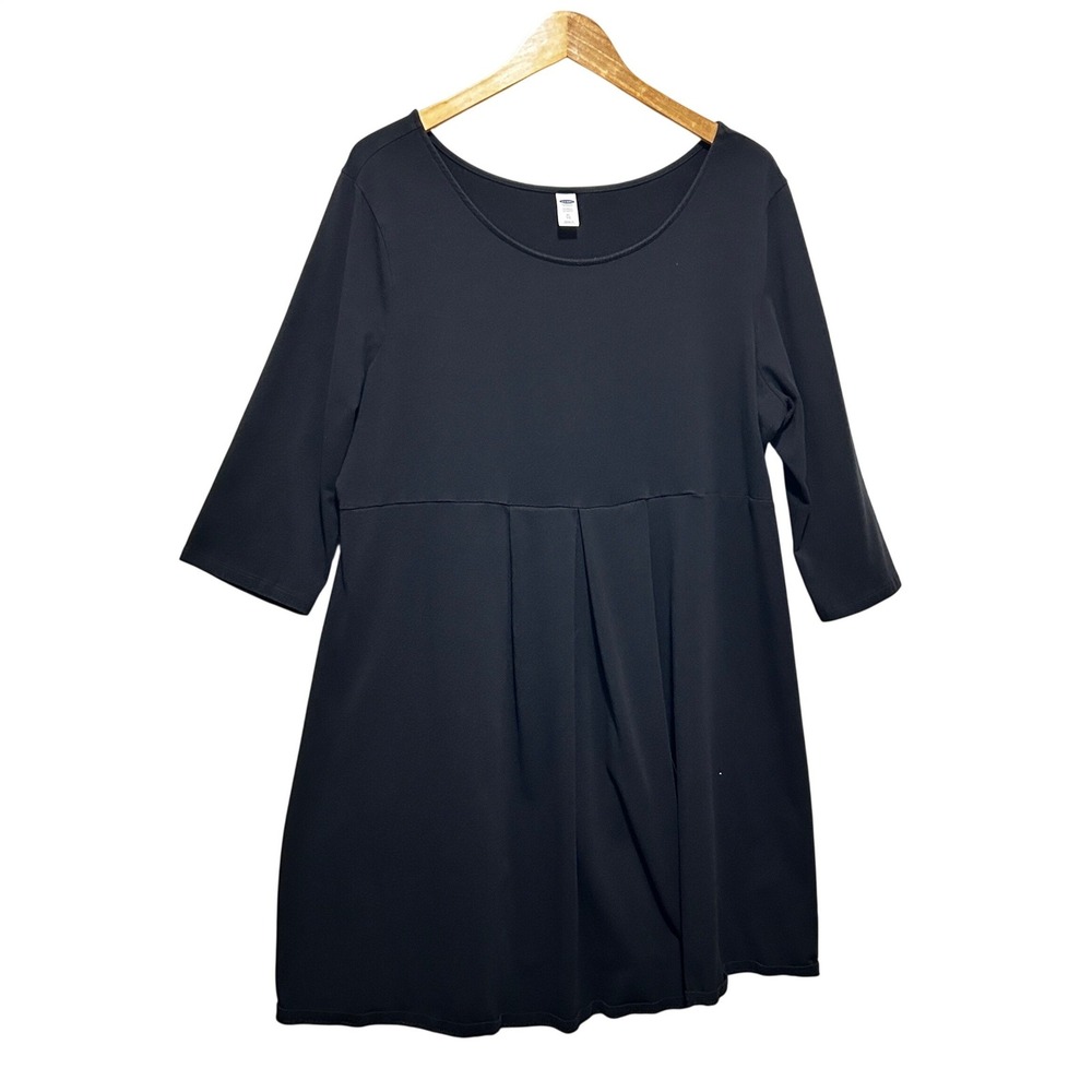 Old Navy Women Minimalist Maternity Dress XL Black Empire Waist Knee Length